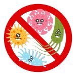 Stop bacteria. Antimicrobials and health protection cute character